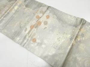 引箔　菊に秋草模様織り出し　名古屋帯